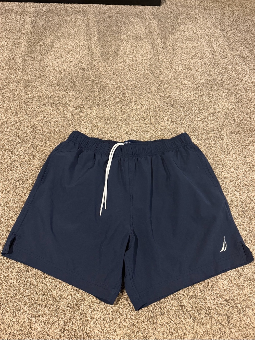 Nautica Men's Navy Swim Trunks with White Drawstring
